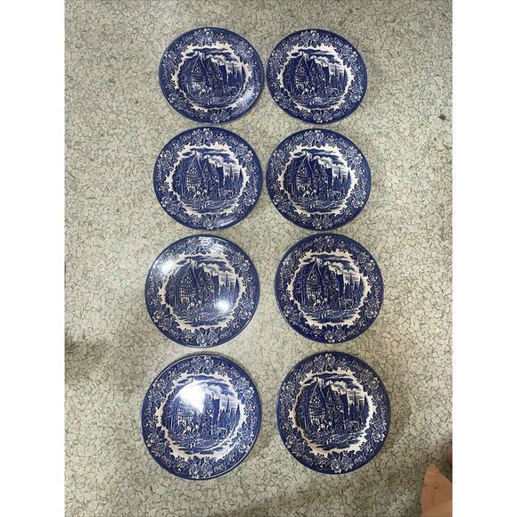 Staffordshire English Ironstone‎ Tableware Limited Blue White Approx. 10